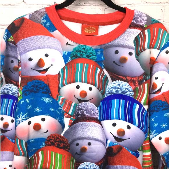 Threadcraft Crewneck Snowman Graphic Fleece Lined Christmas Sweatshirt M - Picture 2 of 11